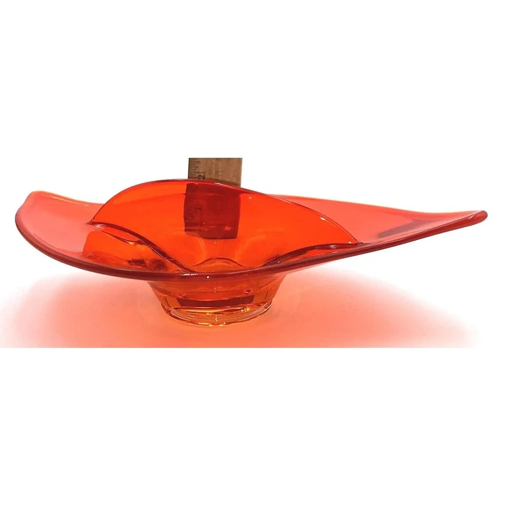 Viking Art Glass Persimmon Vtg Orange Divided‎ Candy Relish Amorphic Dish 60s